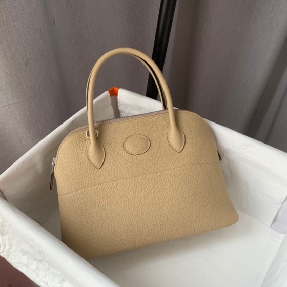 Bolide 27cm Imported calfskin Half hand waxed stitching Windbreaker Grey Silver buckle