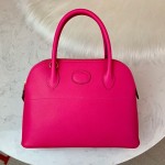 Bolide 27cm Imported original Epsom leather Semi hand waxed and stitched peach silver buckle