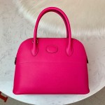 Bolide 27cm Imported original Epsom leather Semi hand waxed and stitched peach silver buckle