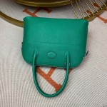 Bolide 27cm Imported original Epsom leather Half hand waxed stitching Velvet green Silver buckle