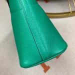 Bolide 27cm Imported original Epsom leather Half hand waxed stitching Velvet green Silver buckle