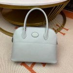 Bolide 27cm Imported original Epsom leather half hand waxed stitching glacier blue silver buckle