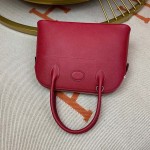 Bolide 27cm Imported original Epsom leather Half hand waxed stitching Gemstone red Silver buckle