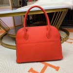 Bolide 27cm Imported original Epsom leather Semi-hand waxed stitching Large red silver buckle