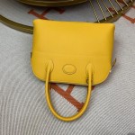 Bolide 27cm Imported original Epsom leather Semi hand waxed stitching Amber yellow Silver buckle