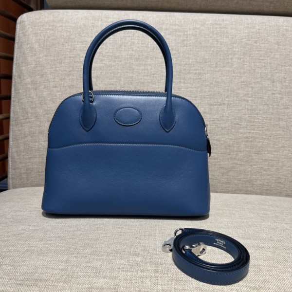 Bolide27cm R2 onyx blue, goatskin, handmade, beeswax thread stitching