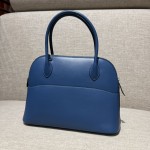 Bolide27cm R2 onyx blue, goatskin, handmade, beeswax thread stitching