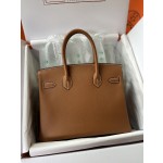 Birkin 30cm CK37 gold brown gold buckle  Imported easy leather hand sewn  Real shot The quality visible to the naked eye