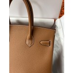Birkin 30cm CK37 gold brown gold buckle  Imported easy leather hand sewn  Real shot The quality visible to the naked eye