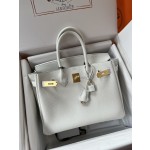 Birkin 30cm original calfskin togo pure white Snow White gold buckle top hand sewn
