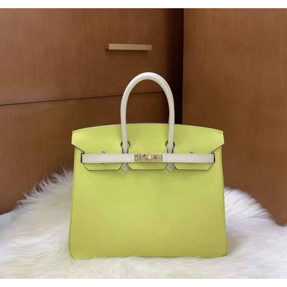 Birkin 25cm epsom lemon yellow ➕ milkshake white gold buckle