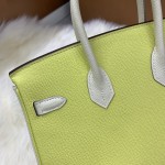 Birkin 25cm epsom lemon yellow ➕ milkshake white gold buckle