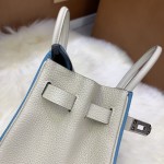 Birkin 25cm togo leather Northern blue ➕ milkshake white Silver buckle