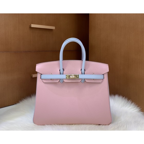 Birkin 25cm epsom leather 3Q powder ➕ haze blue gold buckle