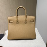 Birkin 25cm original imported Togo calfskin milk tea color gold and silver buckle all handmade beeswax thread stitching