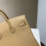 Birkin 25cm original imported Togo calfskin milk tea color gold and silver buckle all handmade beeswax thread stitching