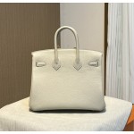 birkin25 imported togo leather glacier white all handmade gold buckle silver buckle