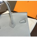 birkin25 imported togo leather glacier white all handmade gold buckle silver buckle