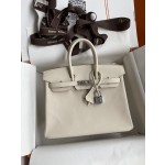 Birkin 25cm Epsom Leather Milkshake White Silver Buckle