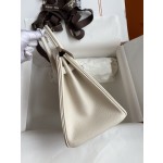 Birkin 25cm Epsom Leather Milkshake White Silver Buckle