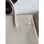 Birkin 25cm Epsom Leather Milkshake White Silver Buckle