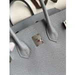 Birkin 25cm Epsom Leather Linen Blue Silver Buckle
