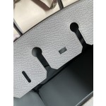 Birkin 25cm Epsom Leather Linen Blue Silver Buckle