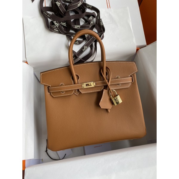 Birkin 25cm Epsom Leather Gold Brown Gold Buckle