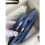 Birkin 25cm Epsom Leather Onyx Blue Silver Buckle