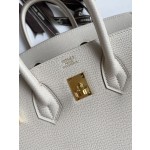 Birkin 25cm Epsom Leather Milkshake White Gold Buckle