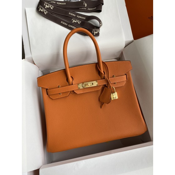 Birkin 25/30/35cm Imported Togo leather Orange Gold buckle
