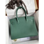 Birkin 25/30/35cm imported Togo leather peacock green gold buckle