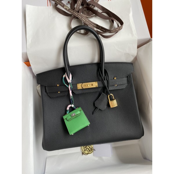 Birkin 25/30/35cm imported Togo leather black gold buckle