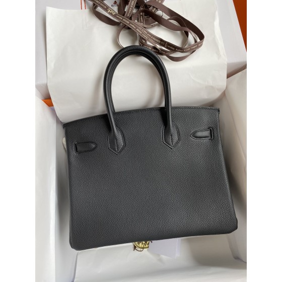 Birkin 25/30/35cm imported Togo leather black gold buckle