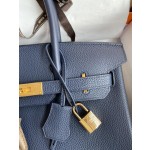 Birkin 25/30/35cm imported Togo leather dark blue gold buckle