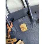 Birkin 25/30/35cm imported Togo leather dark blue gold buckle