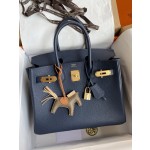 Birkin 25/30/35cm imported Togo leather dark blue gold buckle
