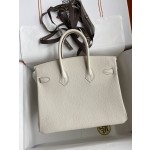 Birkin 25/30/35cm imported Togo leather milkshake white gold buckle