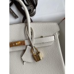 Birkin 25/30/35cm imported Togo leather milkshake white gold buckle