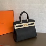 Birkin 30cm black gold buckle imported Togo leather beeswax thread stitching