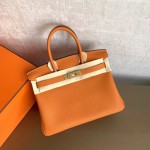 Birkin 30cm orange gold buckle Imported Togo leather Beeswax thread stitching