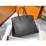 Birkin 30cm Black Silver buckle Imported Togo leather Beeswax thread stitching