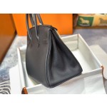 Birkin 30cm Black Silver buckle Imported Togo leather Beeswax thread stitching