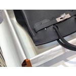 Birkin 30cm Black Silver buckle Imported Togo leather Beeswax thread stitching