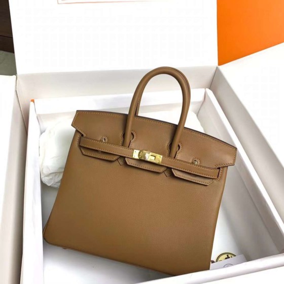 Birkin 25cm Do weimaraner beige gold buckle silver buckle original swift calfskin top craftsmanship beeswax thread handmade