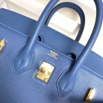 Birkin 25cm R2 onyx blue gold buckle silver buckle original swift calfskin top craftsmanship beeswax thread handmade
