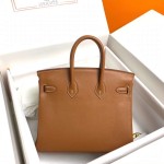 Birkin 25cm ck37 gold brown gold buckle silver buckle  Original swift calfskin top craftsmanship beeswax thread handmade