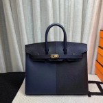 Birkin25 outer seam new triple color Epsom leather black ➕ midnight blue ➕ Frida blue