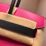 Birkin 30Cm Epsom E5 Rose Tyrien Rose spell 89 Noir black gold buckle top craftsmanship hand stitching waxed thread