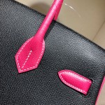 Birkin 30Cm Epsom 89 Noir Black spell E5 Rose Tyrien Rose gold buckle Top craftsmanship Hand-stitched waxed thread